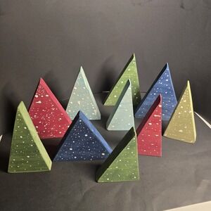 Wood Trees Farmhouse Decor Set Of 10 Multicolored‎ Trees Cottagecore